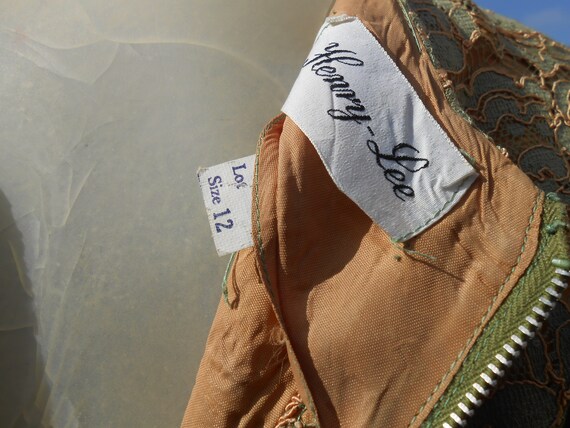 Vintage 1950s Henry Lee Size 12 Green Lace over C… - image 9