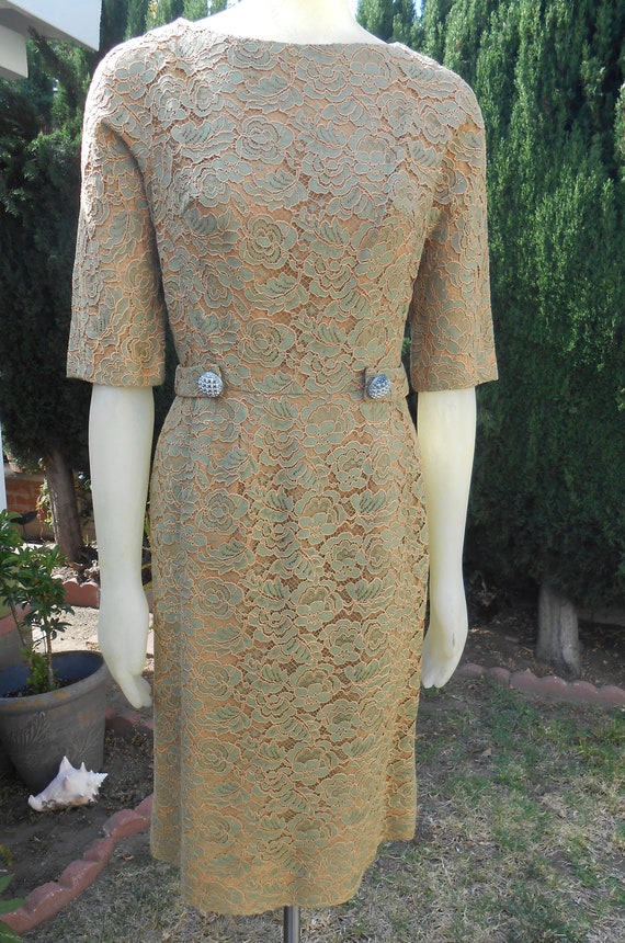 Vintage 1950s Henry Lee Size 12 Green Lace over C… - image 3