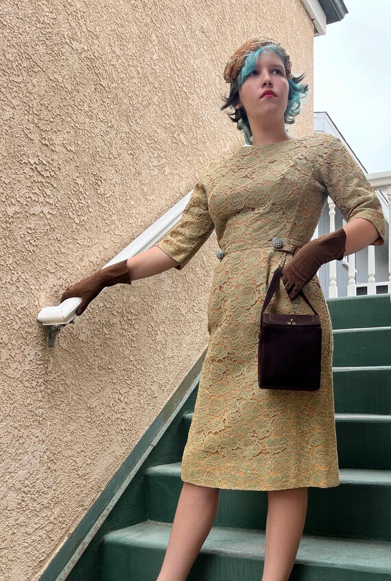 Vintage 1950s Henry Lee Size 12 Green Lace over C… - image 2