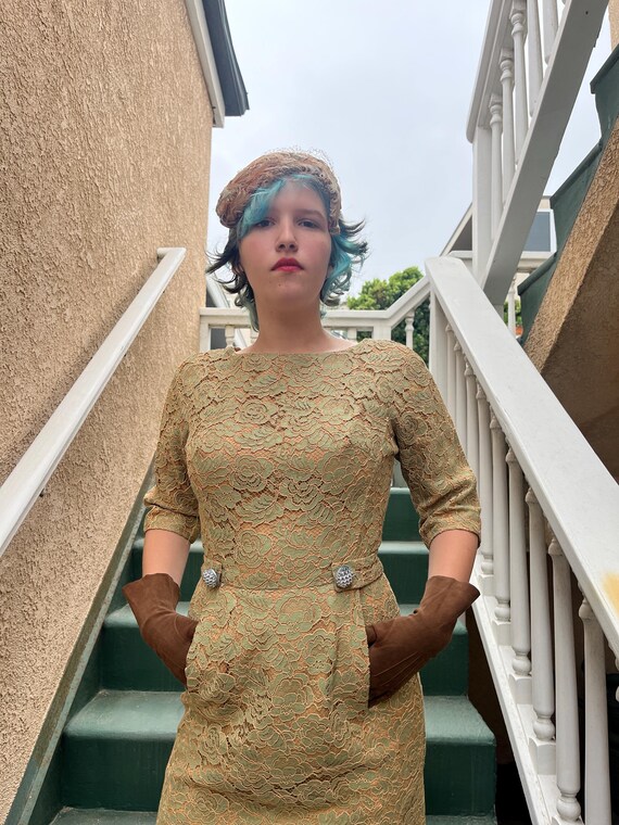 Vintage 1950s Henry Lee Size 12 Green Lace over C… - image 5