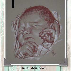Ritratto di bambino pastello disegnato a mano del tuo bambino e copia digitale per l'annuncio della nascita, ritratto pastello personalizzato, ritratto del bambino dalla foto
