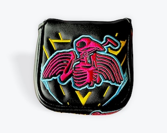 Vibrant Skeleton Bird Mallet Putter Cover- Bright Colored- Magnetic Closure-Small Stock Left