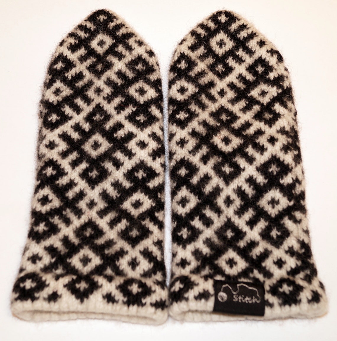 Handmade knitted mittens with traditional signs Etsy