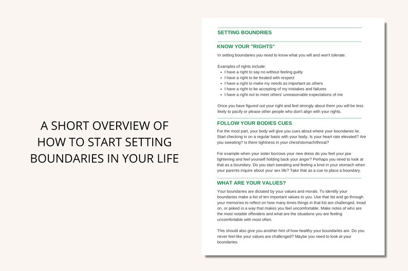 Healthy & Unhealthy Boundaries Worksheet Therapy Workbook Etsy