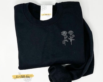 Custom Birth Month Flower Embroidered | Crewneck | Embroidered | Birth Month Flower | Custom