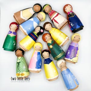 Hand-Painted Princess Peg Dolls – Wooden Heirloom Toys