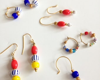 Boucles d'oreilles en perles de verre colorées