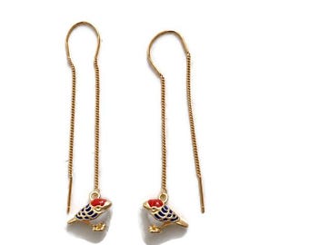 Pendientes chapados en oro de 24 quilates y esmalte.