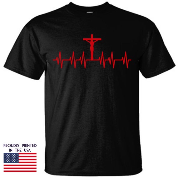 Christian T Shirt Jesus Saved My Life Heart Beat Design | Etsy