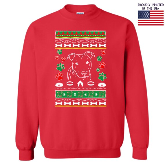 ugly christmas sweatshirt pitbull dog design ttd12 etsy pit bull christmas sweater