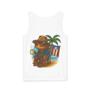 Coquí & Culture: Unisex Puerto Rico Tank, Puerto Rican Inspired, Boricua, Pava wearing Coqui,