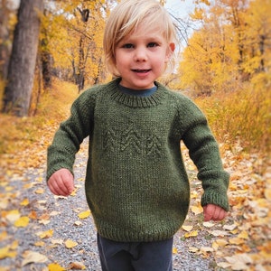 KNITTING PATTERN // Woodland Jumper / Knit Sweater Pattern / Kids Sweater  / Knit Pullover Pattern / Pine Tree Sweater / Knit Jumper