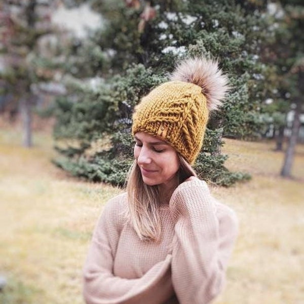 KNITTING PATTERN Into The Pines Hat Super Bulky PATTERN  // Pine Tree Hat // Knit Hat Pattern // Pine Tree Hat  // Knit Tree Hat