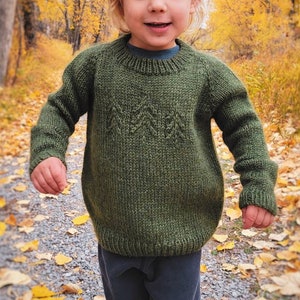Woodland Jumper / Kids Knits / Pine Tree / Raglan knit / Holiday Sweater Pattern / Christmas Sweater