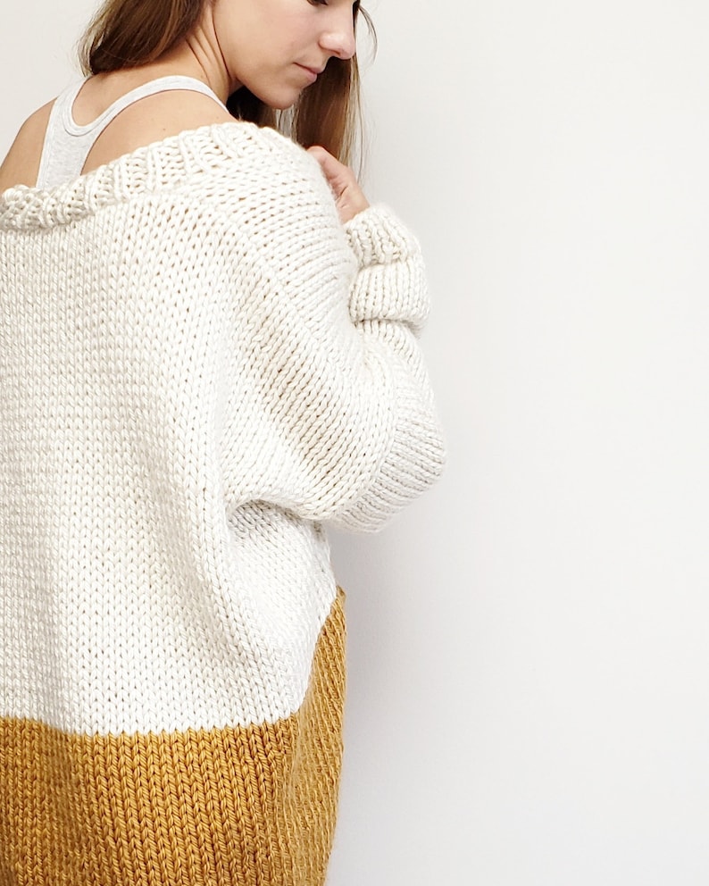 Chunky Colorblock Knit Cardi
