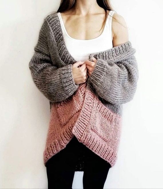 KNITTING PATTERN // Colorblock Cardi // Chunky Knit Cardigan KNITTING PATTERN // Colorblock Cardi // Chunky Knit Cardigan