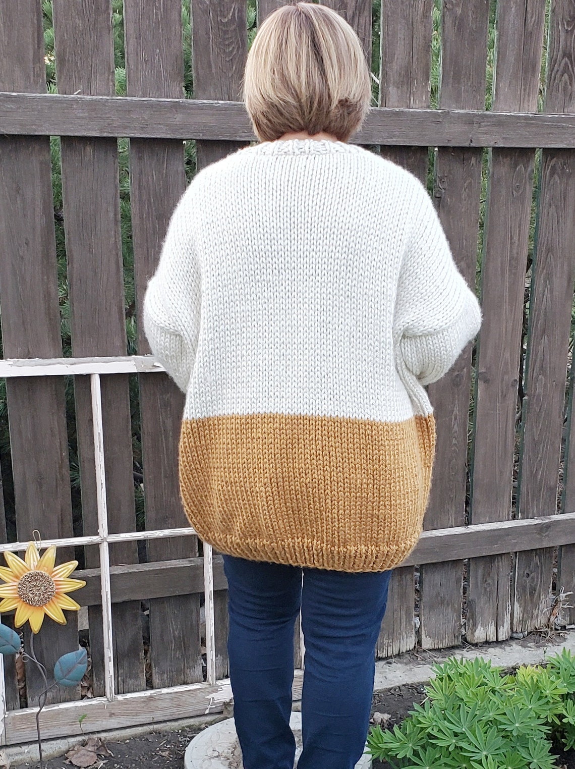 KNITTING PATTERN // Colorblock Cardi // Chunky Knit Cardigan ...