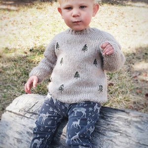 KNITTING PATTERN // Little Forest Jumper // Kids Knit Sweater Pattern // Knit Sweater Pattern // Pine Tree Sweater // Kids Knits