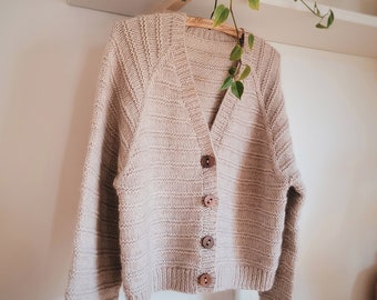 KNITTING PATTERN // The Ridge Cardigan // Knit Cardigan // Knit Jumper  //  // Knit Cardigan Pattern // Top Down Knit Pattern