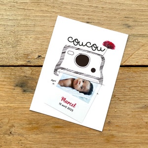 Birth announcement . Polaroid. Magnet. magnet photo . Poppy announcement