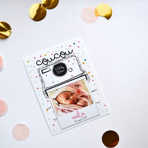 Birth announcement . Polaroid. Magnet. magnet photo . Magnetic announcement