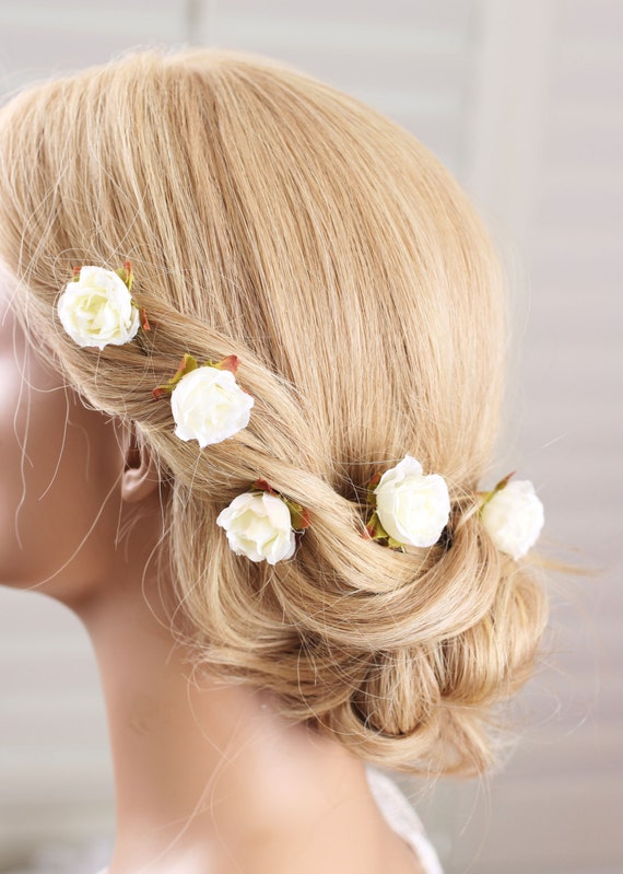 Bridal Rose Bobby Pins Flower Hair Clips Wedding Hair Etsy