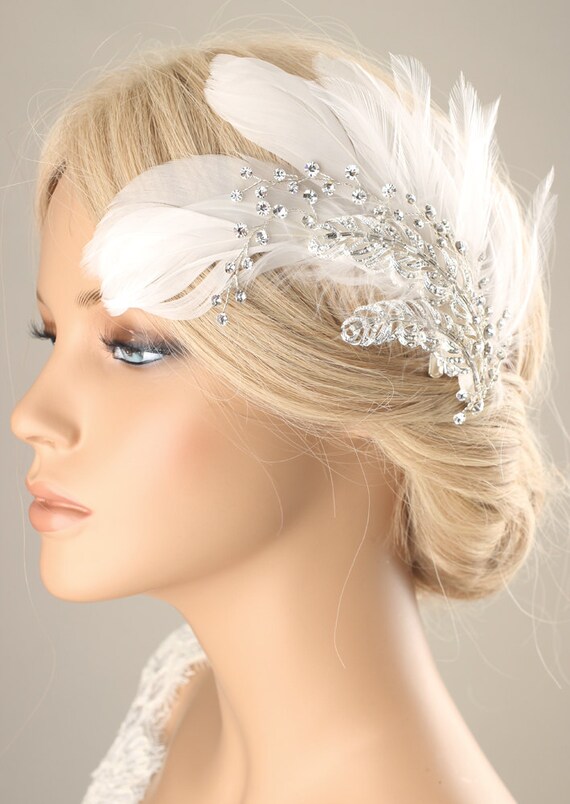Wedding Hair Piece Bridal Feather Hair Bridal Accessory Etsy