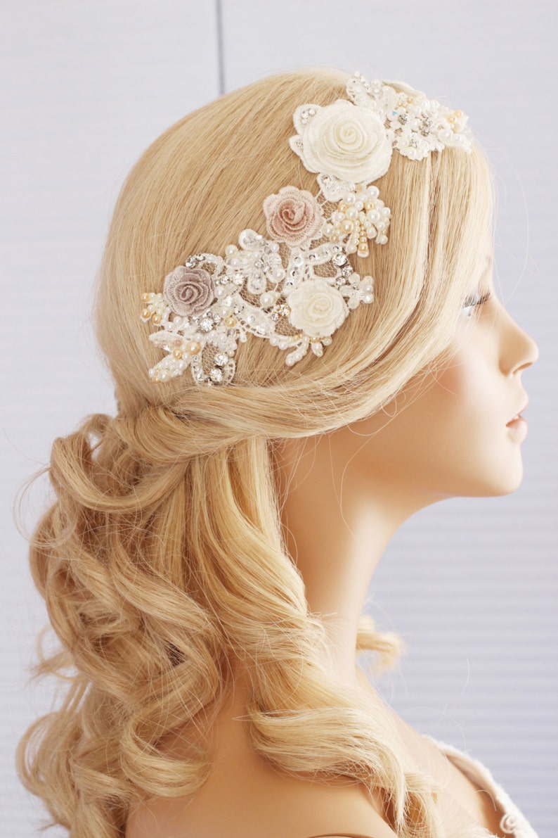 Lace hairpiece wedding hair accessories wedding headpiece Etsy