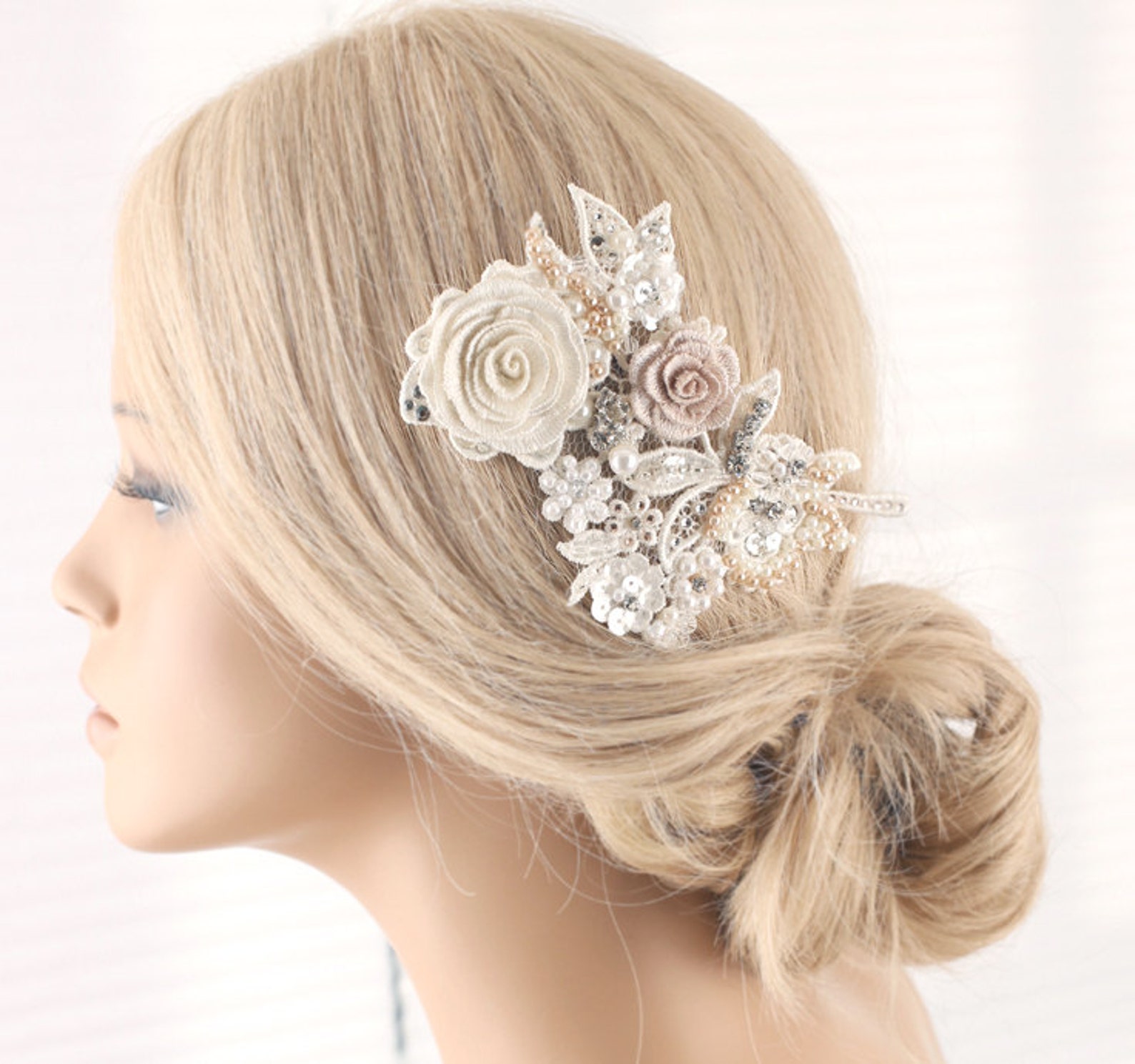 Last Hair Piece Sale Wedding Lace Hairpiece Embroidered Etsy