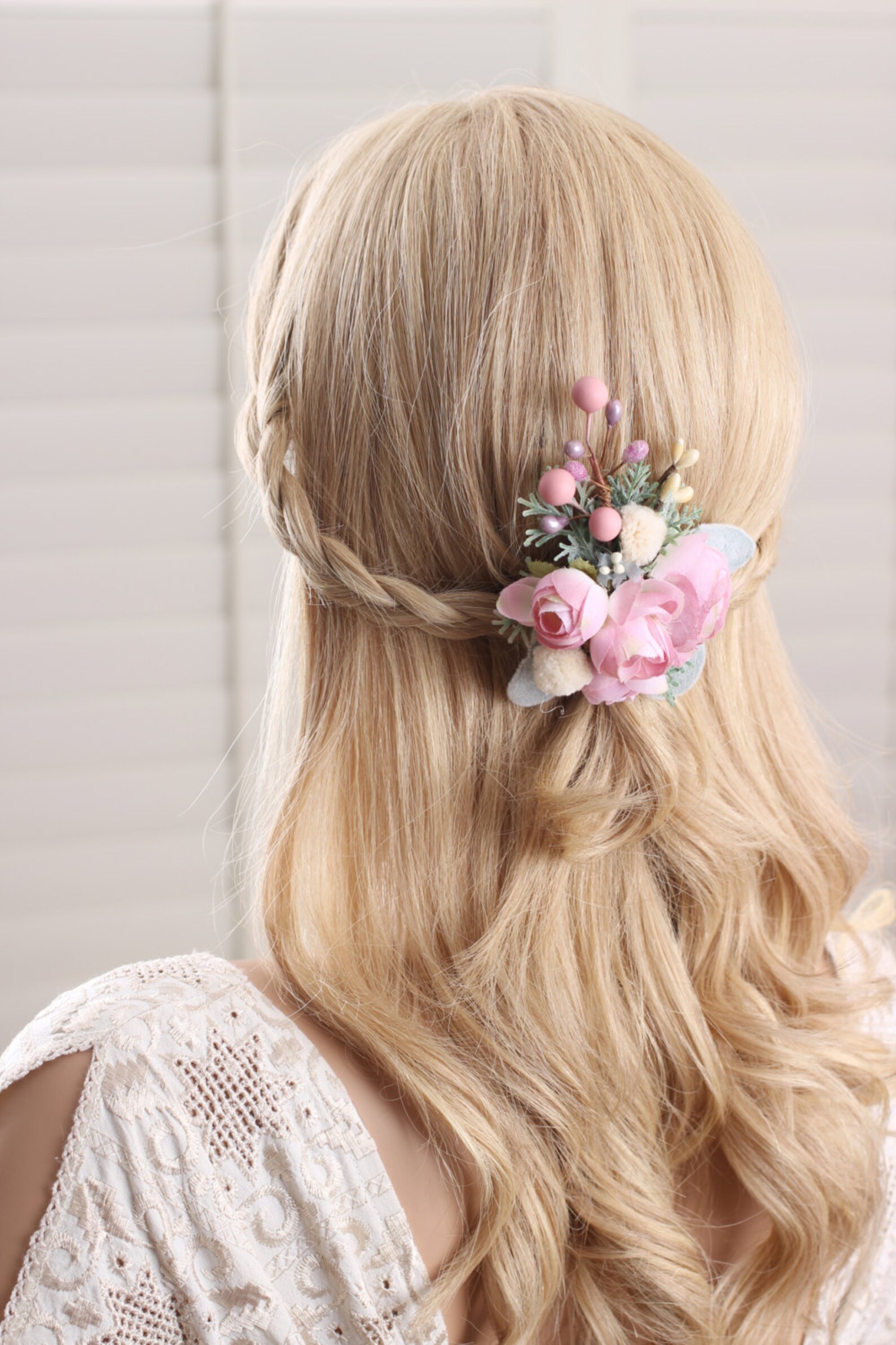Bridal Flower Hairpiece Floral Hair Clips Wedding Hair Etsy
