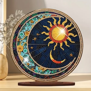 Wood Celestial Landscape Table Decor  - DIY Diamond Painting Kit
