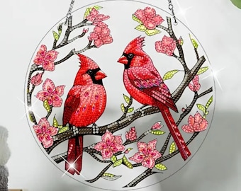 Cardinal Diamond Painting Solfångare Kit: DIY Dubbelsidig Väggdekoration