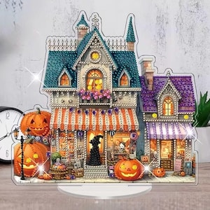 Haunted Halloween House DIY Diamond Painting Kit, Single Sided Tabletop Decor