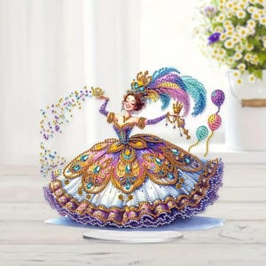 Decoración de mesa de la Dama de la Mascarada: Kit de pintura de diamantes DIY con diamantes de imitación y herramientas: Manualidad festiva de una sola cara para el Carnaval