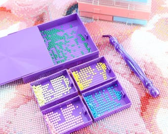 5-Piece Diamond Painting Nesting Tray Set – Connecting Stackable Drill Organizer with Sliding Lids