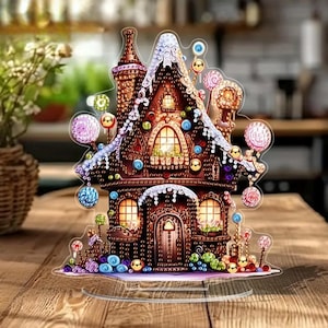 Candy Gingerbread House Table Ornament – 2D Holiday Decor – Single Sided Christmas Display