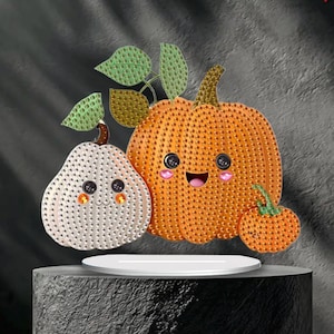 Süßer Kleiner Kürbis Tischdekor – DIY Diamant Malerei Set mit Strasssteinen & Werkzeugen – Einseitiges Herbst Display