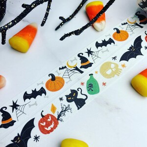 A Witches Favorite Things, Witch Hats, Black Cats, Bats, Pumpkins and More, Washi Tape Roll image 4