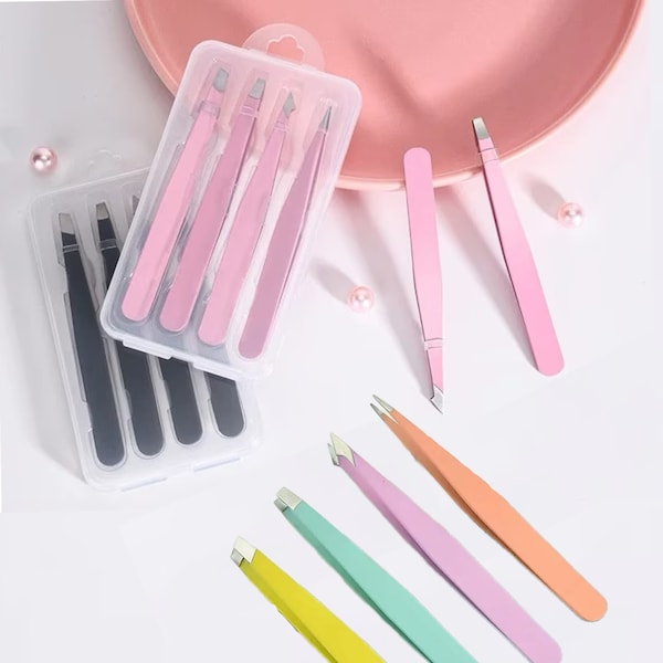 Craft Tweezer Set With 4 Designs For Precise Sticker and Bead Placement, Available In Multi Color, Pink and Black