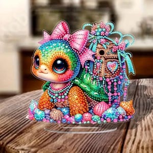Kit de pintura de diamantes de tortuga viajera caprichosa: decoración 5D de doble cara para hacer tú mismo con diamantes de imitación, herramientas y pequeños detalles para la casa