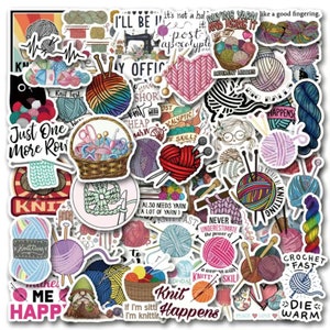 60 Knitting Lovers Stickers, High Quality Knitting, Crochet Yarn Lover Decal Craft Stickers