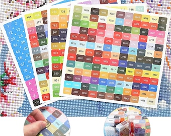 Tiny Round/Square Multicolor Diamond Painting Labels, 447 Color DMC Stickers for Diamond Containers, Organization and Storage Box
