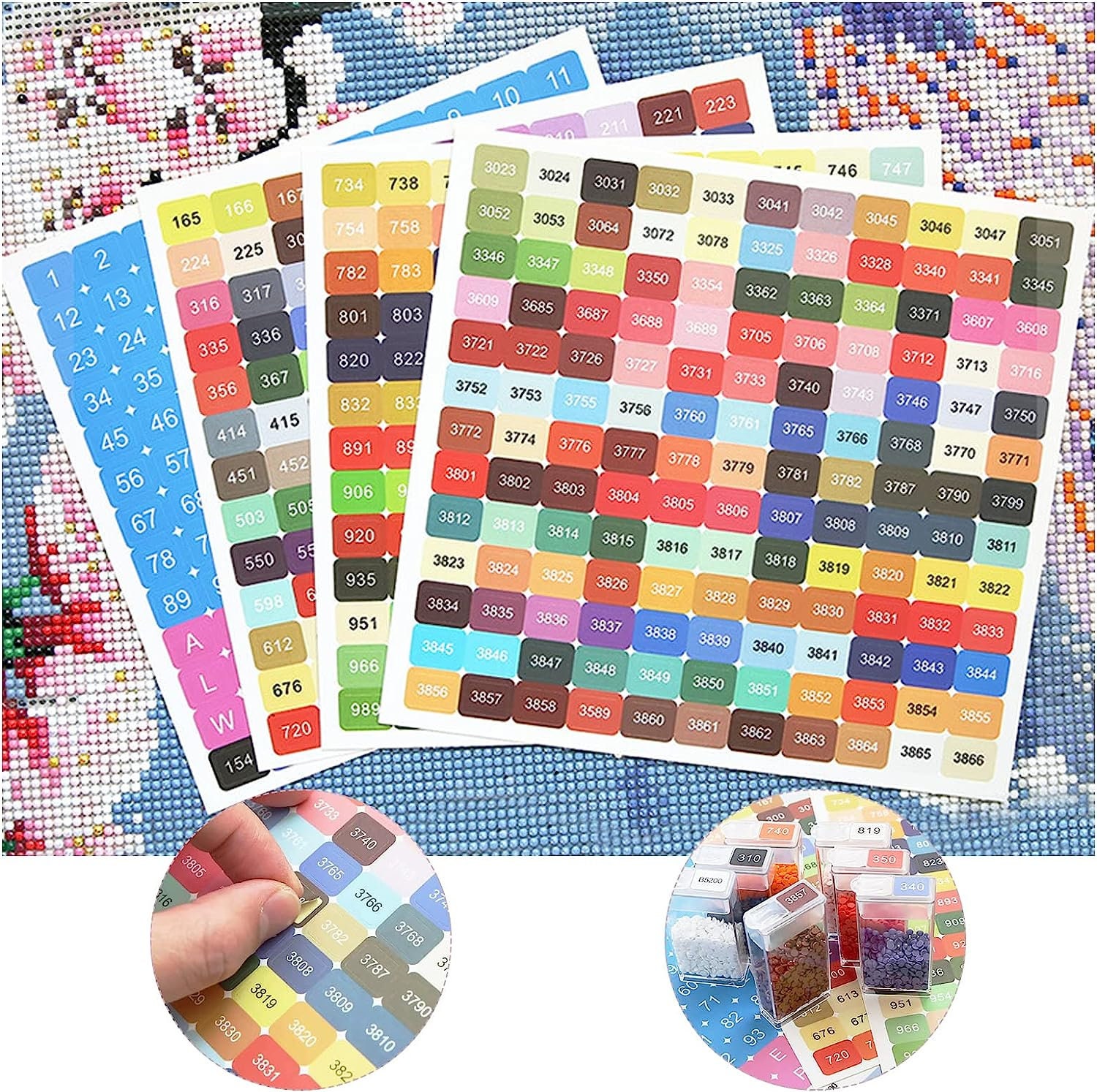 DMC Numbered Stickers for 5D Diamond Painting Cross-stitch Floss Thread  Numbers 
