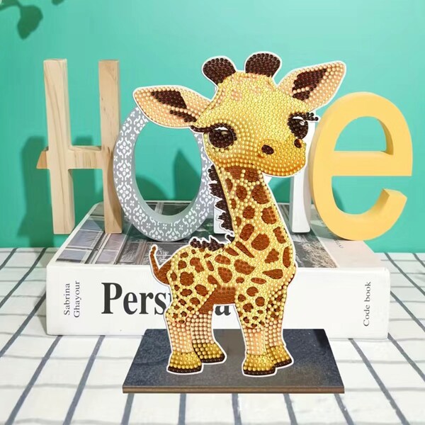 DIY This Adorable Young Giraffe, 3D Table Ornament Diamond Painting Kit, Includes Tools and Rhinestones