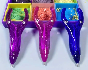 Ergonomic Diamond Painting Pen with Wishbone Design for Hand Comfort & Ease, Choose from Blue, Pink, or Purple