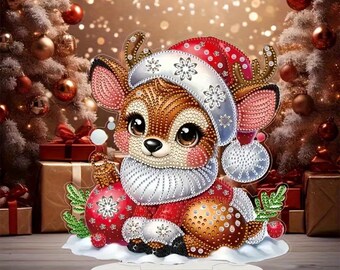 DIY かわいいクリスマス トナカイ ダイヤモンドペインティングキット