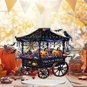 DIYハロウィンキャンディカートダイヤモンドペインティングキット（ツールとラインストーン付き） - テーブルデコレーション