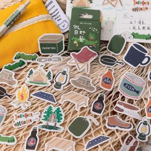 Outdoor Camping Adventure Stickers Set - Zelt, Baumhaus, Döner, Lagerfeuer & Mehr!