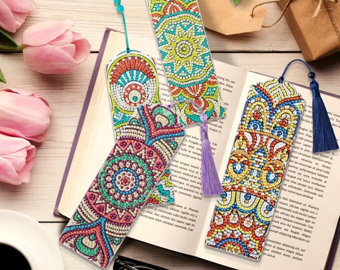 Beinkmake 10Pcs Flower & Bird Diamond Painting Bookmarks - DIY Rhinestone Craft Kit For Beginners