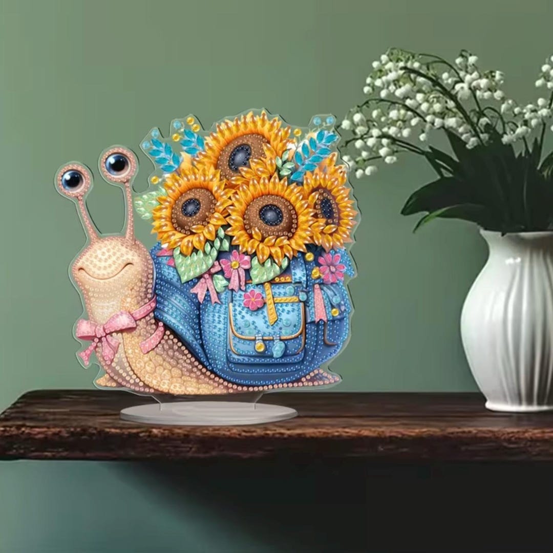 DIY Snail Sunflower Tabletop Decor - Single Sided Diamond Art Kit